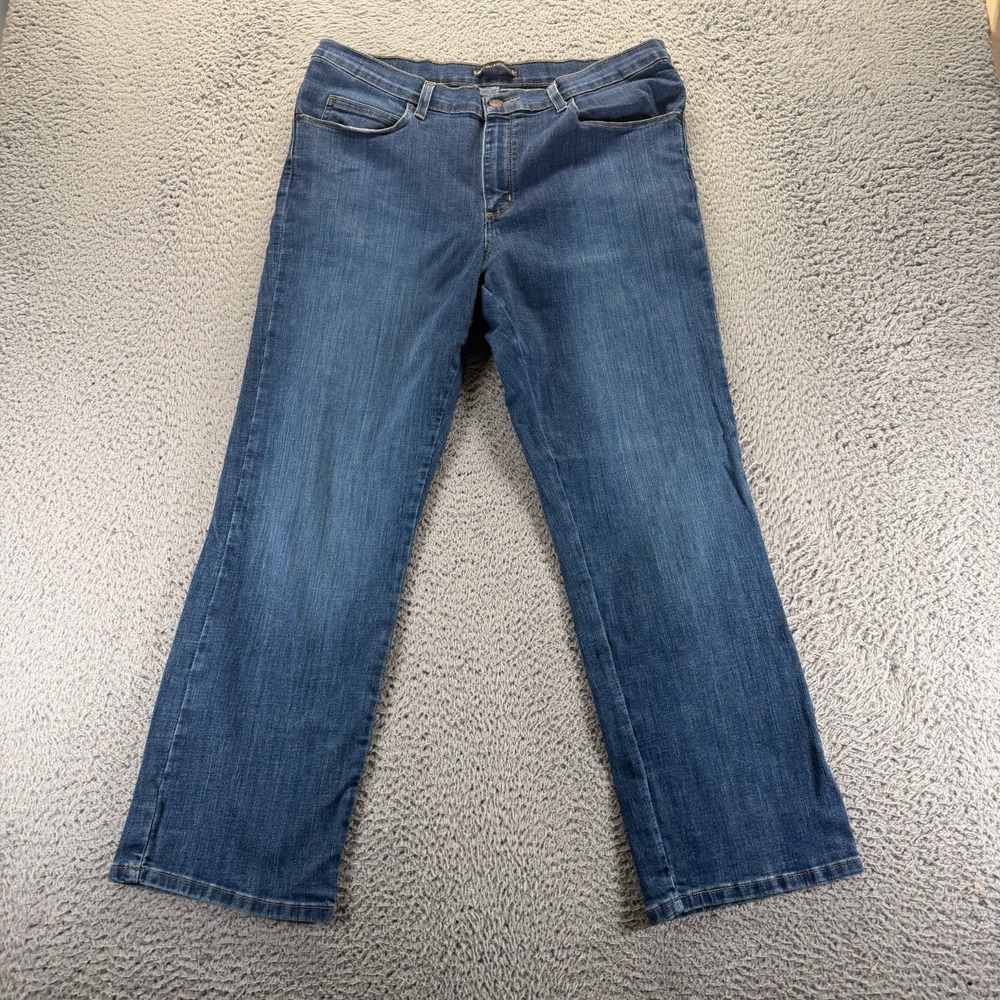 Lee Jeans Women's 14 Blue Cotton Denim Straight‎ Relaxed Workwear Faded Stretch